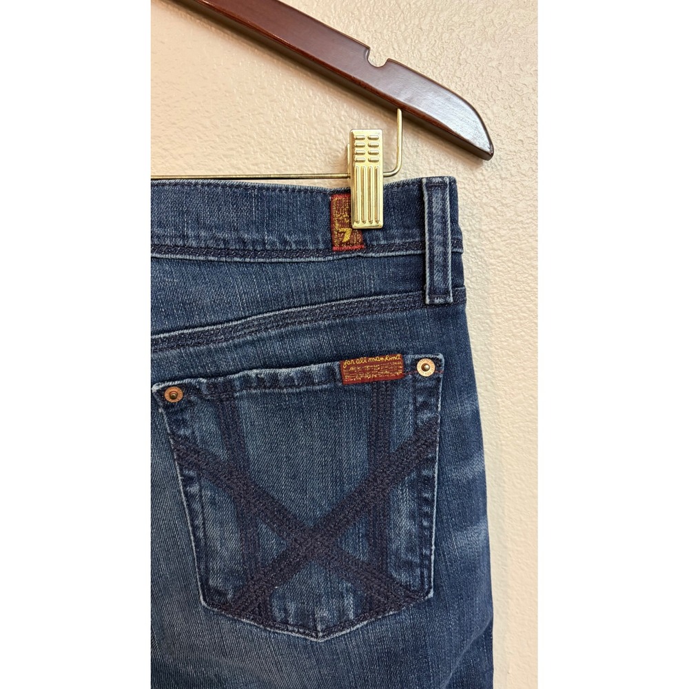 7 For All Mankind Mia Jeans Size 30 Dark Wash Bootcut Mid Rise Embroidered - Picture 2 of 7